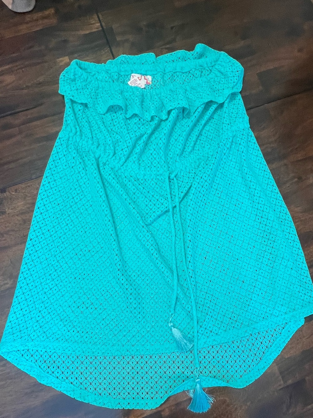 OP blue crochet dress with tie back, Size L #crochet #summerdress